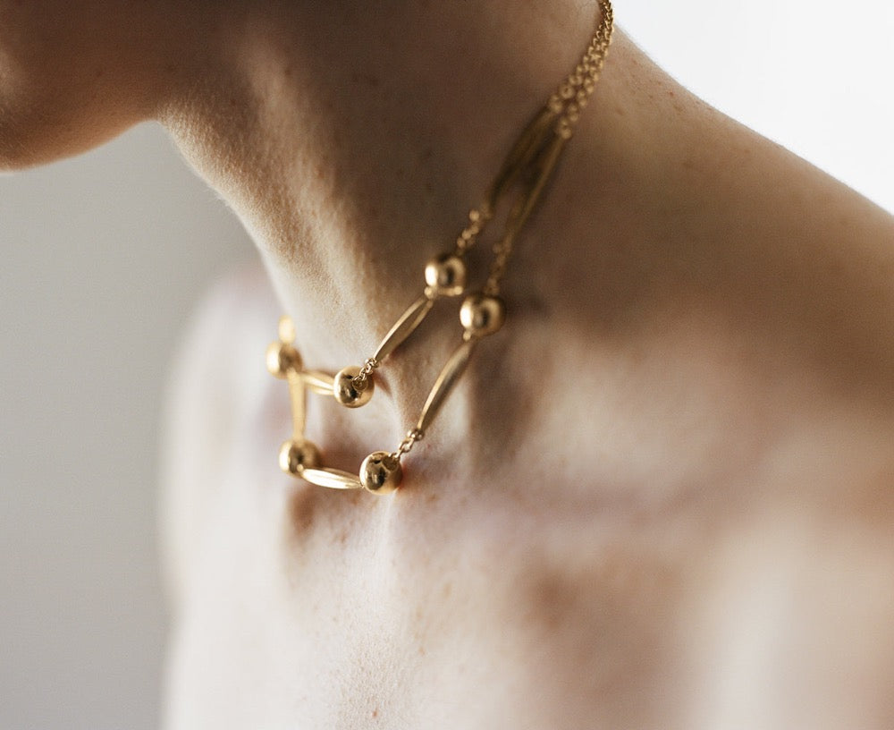 Gold Spike Double Necklace – Sapir Bachar