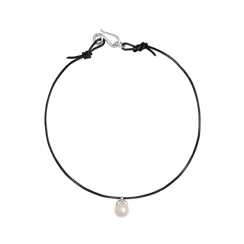 Leather Pearl Choker – Sapir Bachar
