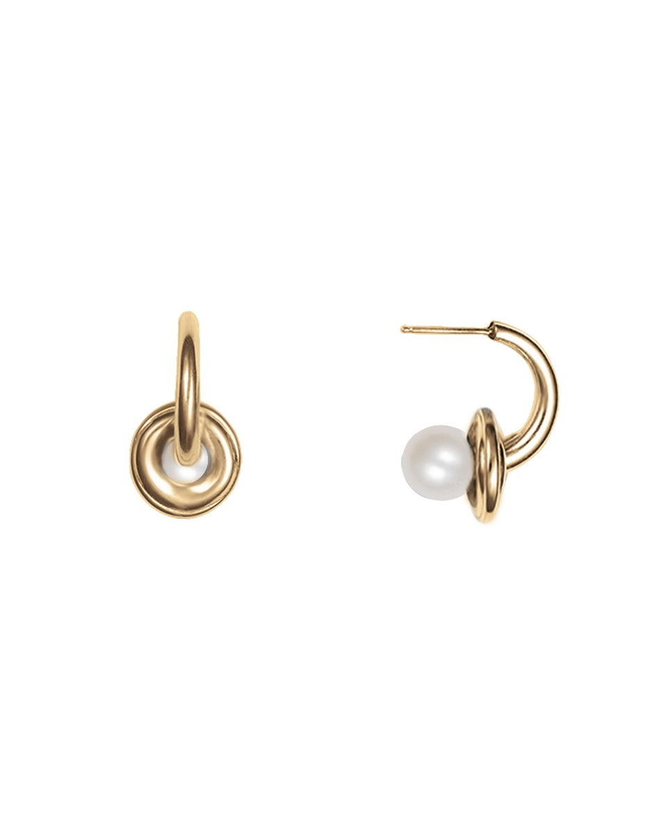 Gold Discus Pearl Hoops – Sapir Bachar